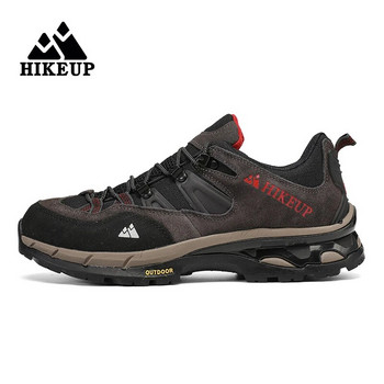 HIKEUP Нови пристигащи кожени туристически обувки Устойчиви на износване Мъжки обувки за спорт на открито Мъжки обувки за катерене Трекинг Ловни маратонки