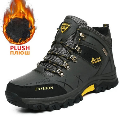Επώνυμα Winter Men Tactical Boots Αδιάβροχα δερμάτινα πάνινα παπούτσια Ζεστά ανδρικά παπούτσια Μπότες χιονιού Work Outdoor Man Μπότες πεζοπορίας συν μέγεθος 47