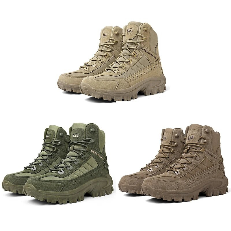 Military Man Tactical Boots Αντιολισθητικά Μποτάκια Στρατού Ανδρικά Μποτάκια με Πλαϊνό Φερμουάρ Μεγάλο Μέγεθος Παπούτσια Ασφαλείας Εργασίας Μπότες μοτοσυκλέτας