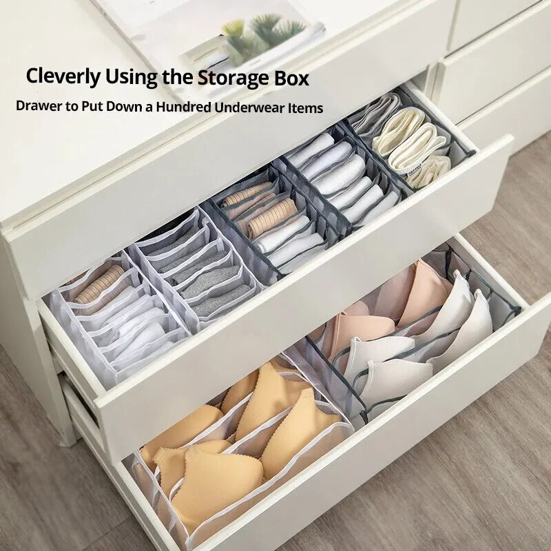 1gab Melns 6 Režģis Apakšveļa Uzglabāšanas Kaste Sieviešu Zeķes Skapis Atvilktne Stils Krūšturis Biksītes Sabiezināts Nodalījums Uzglabāšanas Kaste Tīkla Režģis