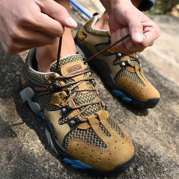 Ανδρικά παπούτσια πεζοπορίας Mesh Mountain Climbing Trekking Αθλητική σόλα από καουτσούκ Αθλητικά πάνινα παπούτσια προπόνησης Αντιολισθητικά στο βουνό, ανθεκτικό στη φθορά μονοπάτι