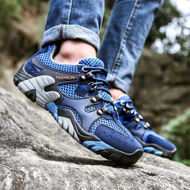 Ανδρικά παπούτσια πεζοπορίας Mesh Mountain Climbing Trekking Αθλητική σόλα από καουτσούκ Αθλητικά πάνινα παπούτσια προπόνησης Αντιολισθητικά στο βουνό, ανθεκτικό στη φθορά μονοπάτι
