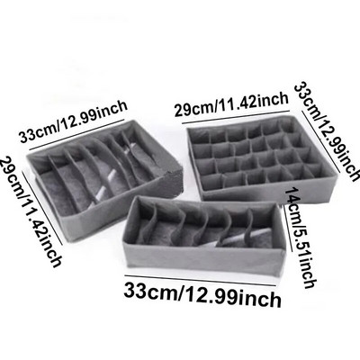 3 dalių sulankstoma neaustinių apatinių drabužių laikymo dėžutė, skirta bambuko medžio anglies liemenėlės apatinių drabužių laikymui