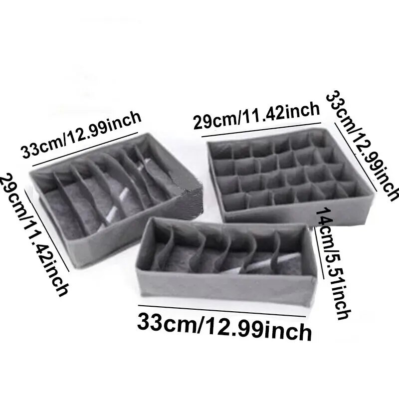 3 dalių sulankstoma neaustinių apatinių drabužių laikymo dėžutė, skirta bambuko medžio anglies liemenėlės apatinių drabužių laikymui