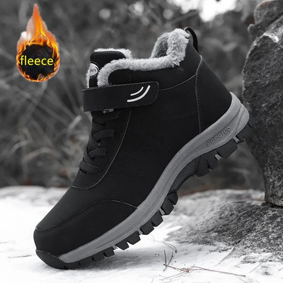 Unisex Snow 2022 Boots Winter Women Men Boots Plush Leather Warm Waterproof Sneakers Hunting Shoes Outdoor Hiking Boot Man Shoe