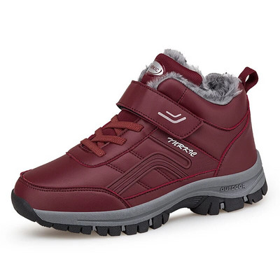 Cizme unisex de zăpadă 2022, iarnă, femei, bărbați, piele de pluș, pantofi caldi, impermeabili, pantofi de vânătoare, cizme de drumeție în aer liber, pantofi pentru bărbați