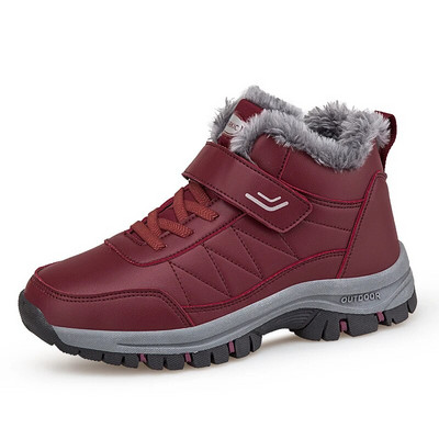 Cizme unisex de zăpadă 2022, iarnă, femei, bărbați, piele de pluș, pantofi caldi, impermeabili, pantofi de vânătoare, cizme de drumeție în aer liber, pantofi pentru bărbați