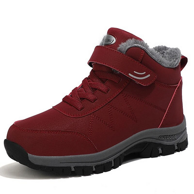 Cizme unisex de zăpadă 2022, iarnă, femei, bărbați, piele de pluș, pantofi caldi, impermeabili, pantofi de vânătoare, cizme de drumeție în aer liber, pantofi pentru bărbați