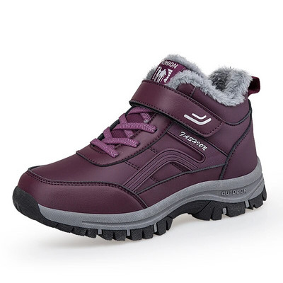 Cizme unisex de zăpadă 2022, iarnă, femei, bărbați, piele de pluș, pantofi caldi, impermeabili, pantofi de vânătoare, cizme de drumeție în aer liber, pantofi pentru bărbați