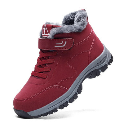 Cizme unisex de zăpadă 2022, iarnă, femei, bărbați, piele de pluș, pantofi caldi, impermeabili, pantofi de vânătoare, cizme de drumeție în aer liber, pantofi pentru bărbați