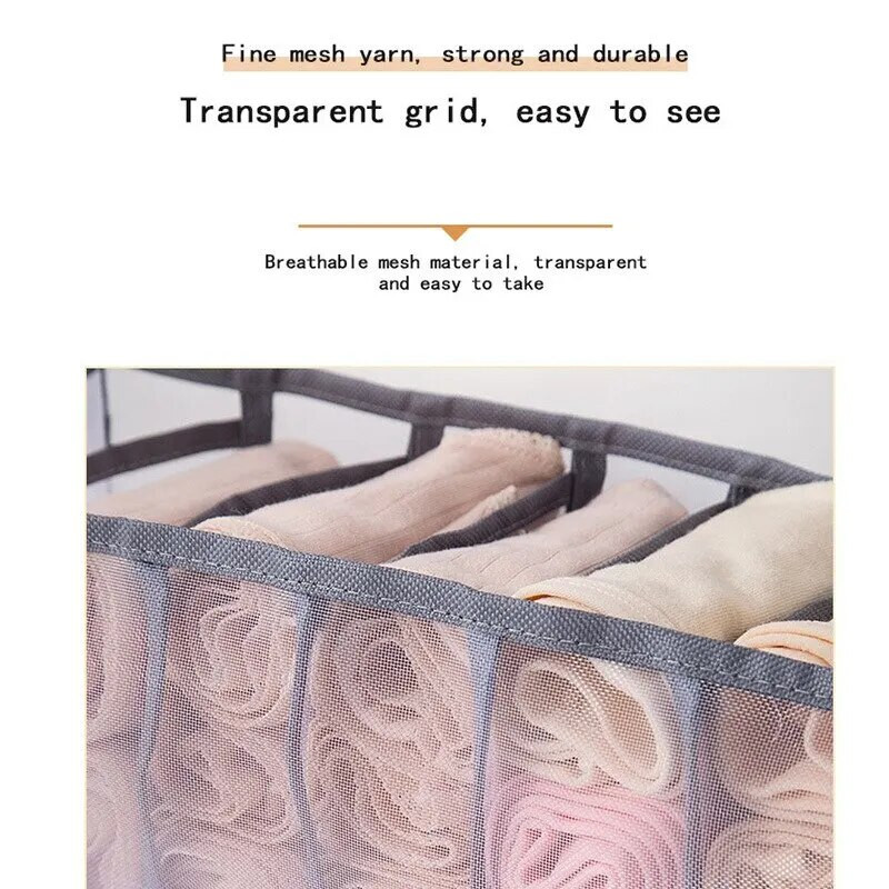 11 skyrių Namų sulankstoma apatinių drabužių laikymo dėžė Nailono tvarkymas bendrabučio laikymo liemenėlė. Orui pralaidus tinklinis krepšys