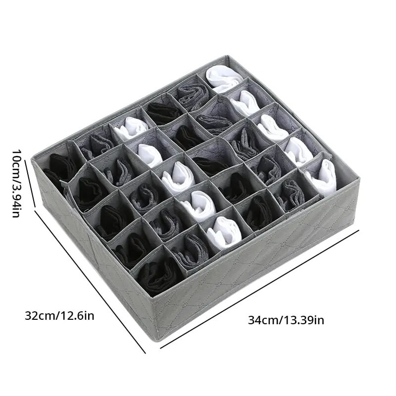 1 τμχ Μαύρο 30 Grids Organizer Εσωρούχων Αναδιπλούμενα ντουλάπια Συρτάρι Διαιρέτης εσωρούχων Κουτί αποθήκευσης Σκληρό σουτιέν Κάλτσες ντουλάπα αποθήκευσης