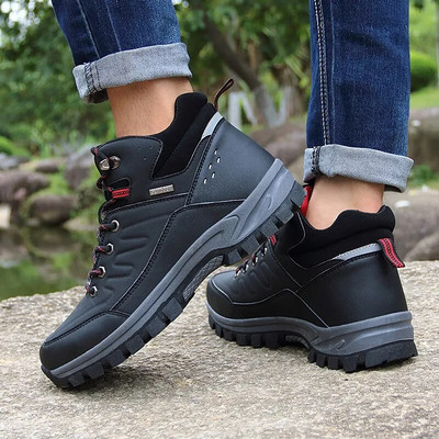 Waterproof Military Man Tactical Boots Winter Warm Plush Outdoor Non-slip Hiking Men`s Ankle Walking Boots Size 47 Sneakers Men
