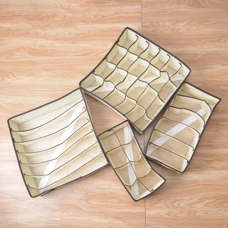 Kelių dydžių tinklelio sulankstomas apatinis liemenėlių kojinių dėžutės organizatorius