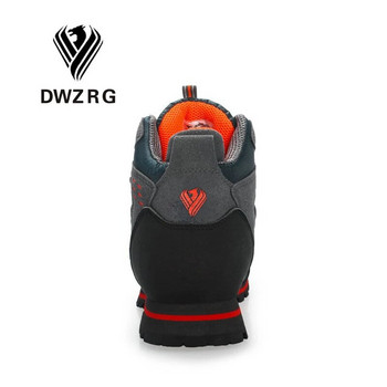 DWZRG Ανδρικά παπούτσια πεζοπορίας Αδιάβροχα δερμάτινα παπούτσια για αναρρίχηση και ψάρεμα Νέα δημοφιλή παπούτσια εξωτερικού χώρου Ανδρικά ψηλά χειμερινά παπούτσια