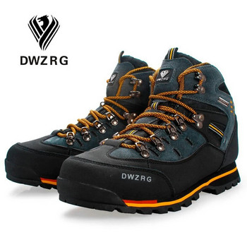 DWZRG Мъжки туристически обувки Водоустойчиви кожени обувки Обувки за катерене и риболов Нови популярни обувки за открито Мъжки високи зимни ботуши