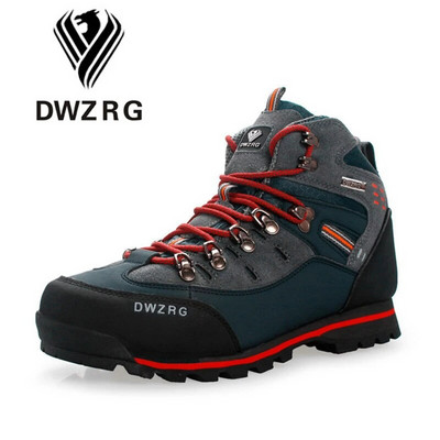DWZRG Férfi túracipők Vízálló bőrcipők Hegymászó- és horgászcipők Új népszerű szabadtéri cipők Férfi magas felső téli csizmák