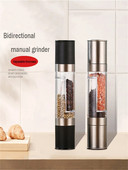 1 dvojitý ručný mlynček vhodný na mletie kuchynských fliaš s korením, ako je čierne korenie, korenie, morská soľ, rasca atď.