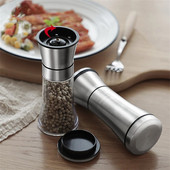 304 nerūdijančio plieno pipirų malūnėlis rankiniu būdu pasukite jūros druskos malūnėlį buityje didelės talpos prieskonių buteliuko virtuvės prieskonių įrankiai