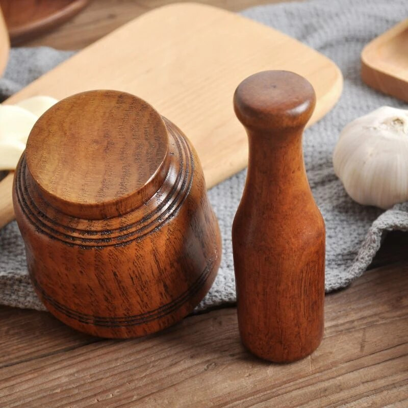 Vaigu uhmri nuia komplekt Puidust jahvatusnõu majapidamisköögis küüslaugu ingveri vürtside veski uhmri nuia komplekt