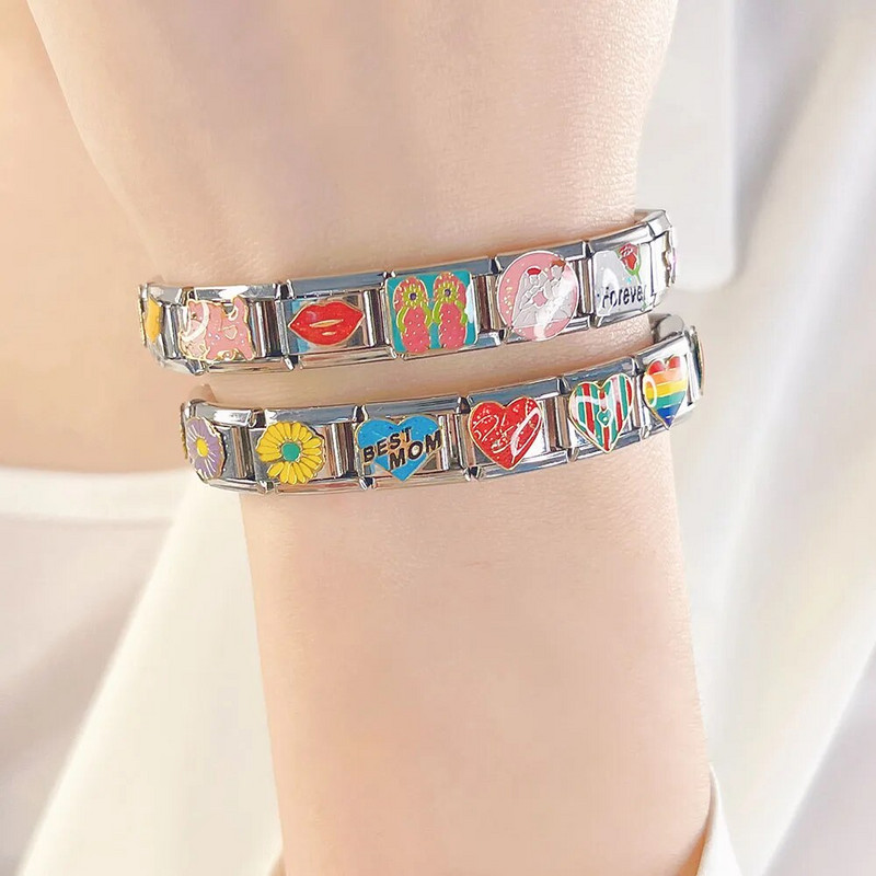 Hapiship 2023 New Fashion Cat Star Παντόφλες κιθάρας Charm Italian Links Fit 9mm βραχιόλι από ανοξείδωτο ατσάλι DJ644-B