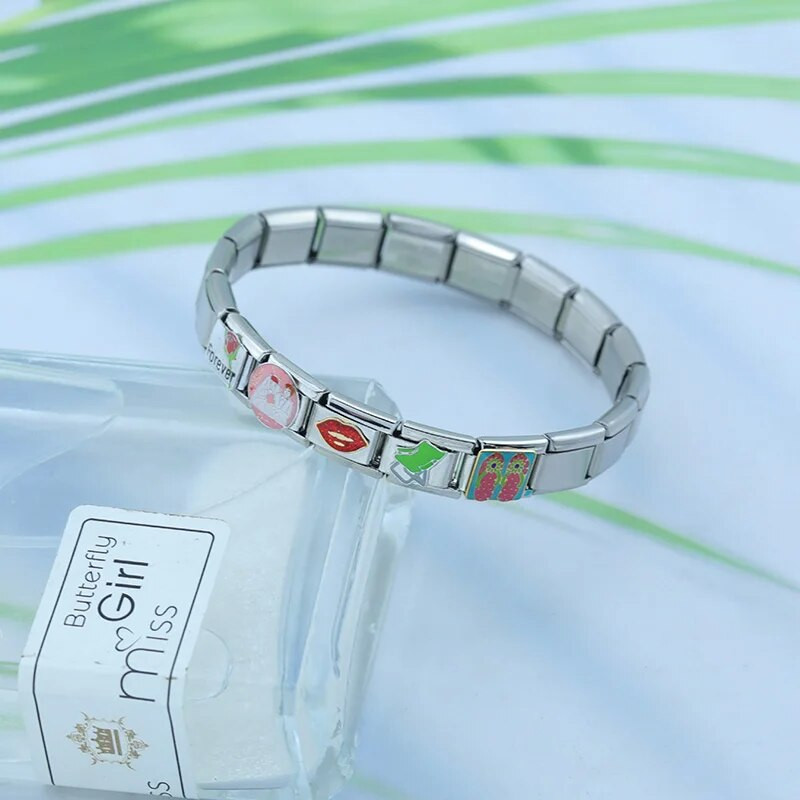 Hapiship 2023 New Fashion Cat Star Παντόφλες κιθάρας Charm Italian Links Fit 9mm βραχιόλι από ανοξείδωτο ατσάλι DJ644-B