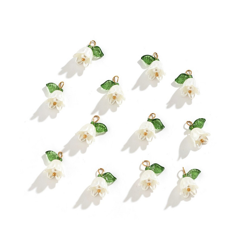 10 τμχ/Σετ απομίμηση-μαργαριτάρι μενταγιόν ορχιδέα στερεοσκοπικό φύλλο λουλούδι για DIY κολιέ βραχιόλι σκουλαρίκια Αξεσουάρ κοσμημάτων