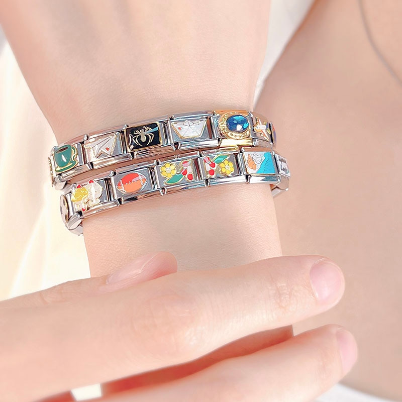 „Hapiship 2023“ nauja mada, gėlės, sporto, pajūrio žavesys Itališkos nuorodos, tinkančios 9 mm apyrankei iš nerūdijančio plieno gaminant papuošalus DJ644-D