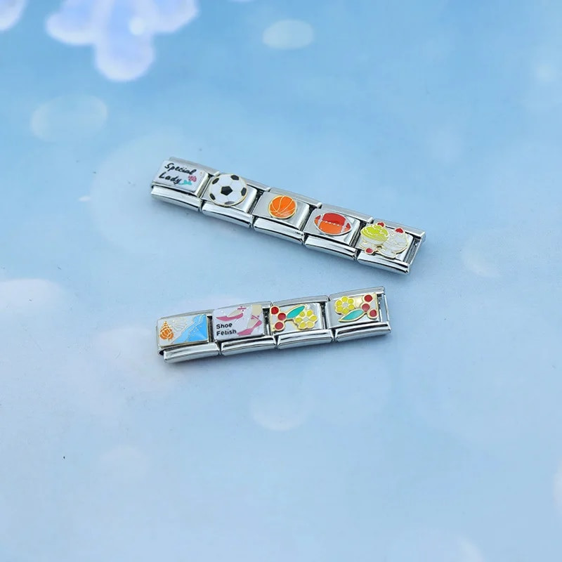 „Hapiship 2023“ nauja mada, gėlės, sporto, pajūrio žavesys Itališkos nuorodos, tinkančios 9 mm apyrankei iš nerūdijančio plieno gaminant papuošalus DJ644-D