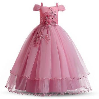 Παιδικά νυφικά για κορίτσια Κομψή λουλούδια πριγκίπισσα μακρύ φόρεμα μωρό κορίτσι Χριστουγεννιάτικο φόρεμα vestidos infantil Μέγεθος 6 12 14 ετών
