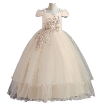 Детски сватбени рокли за момичета Елегантна дълга рокля на принцеса с цветя Коледна рокля за момиченце vestidos infantil Размер 6 12 14 години