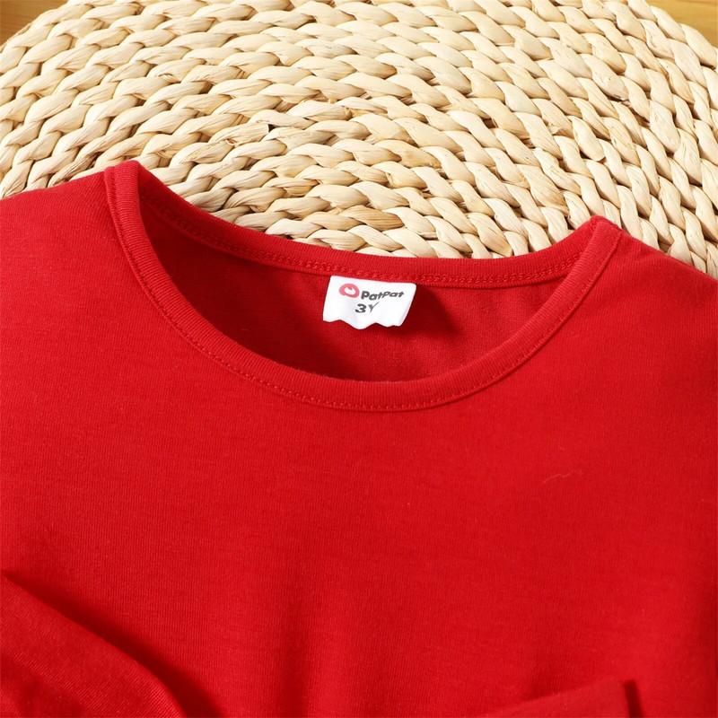 PatPat Χριστουγεννιάτικο φόρεμα για κορίτσια Άγιος Βασίλης με γραφικό σχέδιο παπιγιόν Splice μακρυμάνικα φορέματα για νήπια