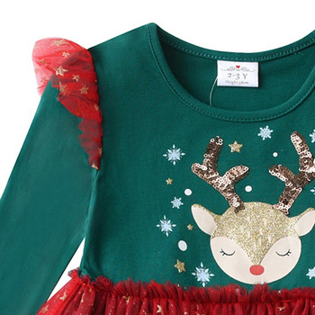 VIKITA Κορίτσια Χριστουγεννιάτικα Πρωτοχρονιάτικα Φορέματα Παιδικά Αλυκές Snowflakes Print Μακρυμάνικο Φθινόπωρο Χειμερινό Πριγκίπισσα Χαριτωμένο φόρεμα μόδας 3-12 ετών
