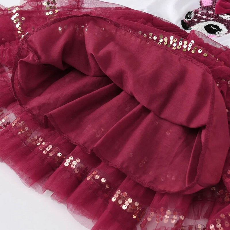 VIKITA Mergaičių kalėdinė suknelė Naujųjų metų Drabužiai Vaikams Princesės Tutu Suknelė Gimtadienio vakarėliui Vestidos Vaikiški Briedžių blizgučiai Raudonos Suknelės