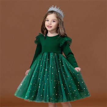 Χριστουγεννιάτικη Στολή για Παιδιά Κορίτσια Δαντελένια Πριγκίπισσα Φόρεμα για μακριά μανίκια Χειμερινό φθινοπωρινό φόρεμα Παιδικό πρωτοχρονιάτικο πάρτι γενεθλίων Κόκκινη τουαλέτα
