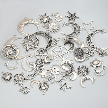 30 τμχ Random Mix Sliver Χρώμα Sun Moon Pentagram Charms Sky Star μενταγιόν Κοσμήματα Κατασκευή DIY Handmade Craft Findings Αξεσουάρ