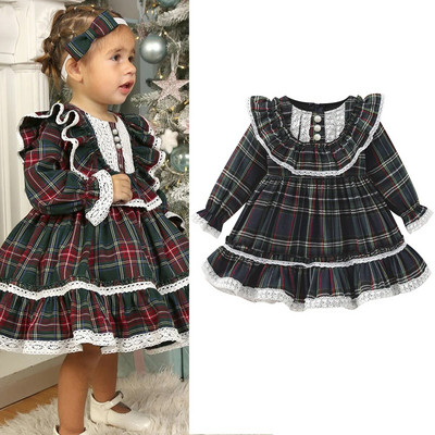Ma&Baby 1-7Y Червена рокля за коледни момичета, Детски, малки, момичета, карирани рокли с панделка, тюл и пачка, Детски новогодишни коледни костюми D01