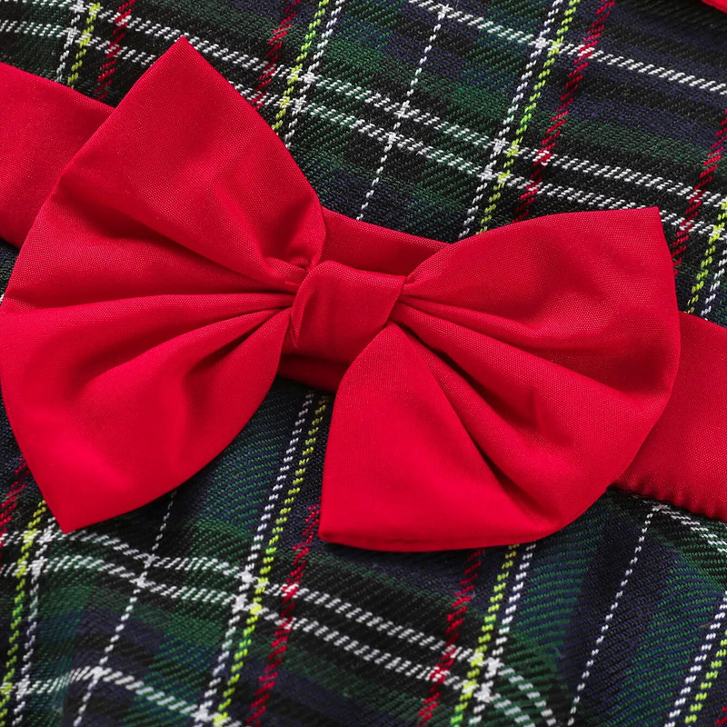 Ma&Baby 1-7Y Червена рокля за коледни момичета, Детски, малки, момичета, карирани рокли с панделка, тюл и пачка, Детски новогодишни коледни костюми D01