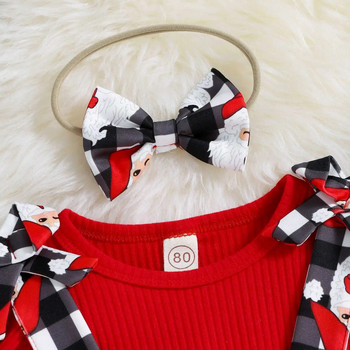 1-5 ετών Χριστουγεννιάτικο μωρό κοριτσάκι με μακρυμάνικο βολάν Μωρό φόρεμα φόρεμα με εμπριμέ φούστα, χαριτωμένα σετ ρούχων 1 2 3 4 5 ετών