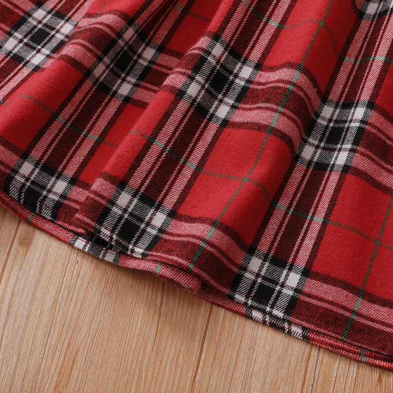 PatPat Kid Girl Božićna karirana haljina dugih rukava s kapuljačom u boji