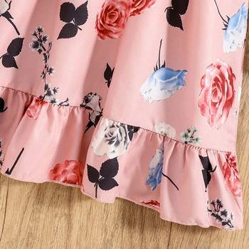 Φθινόπωρο νέο φόρεμα 2023 Παιδικά κορίτσια 8-12 ετών Ροζ εμπριμέ μακρυμάνικο φόρεμα για κορίτσια Casual φόρεμα διακοπών