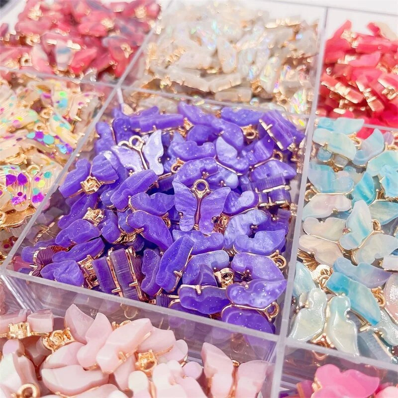 Nauji 16 spalvų Spalvingi mieli drugelių pakabukai „pasidaryk pats“ papuošalai, drugelių auskarai, papuošalų aksesuarai, didmeninė prekyba gyvūnų žavesiu