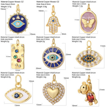 Evil Blue Eye Flower Heart Charms για κοσμήματα που φτιάχνουν χαριτωμένο πουλί πεταλούδα αρκουδάκι Χρυσό χρώμα Dijes Diy σκουλαρίκια κολιέ βραχιόλι