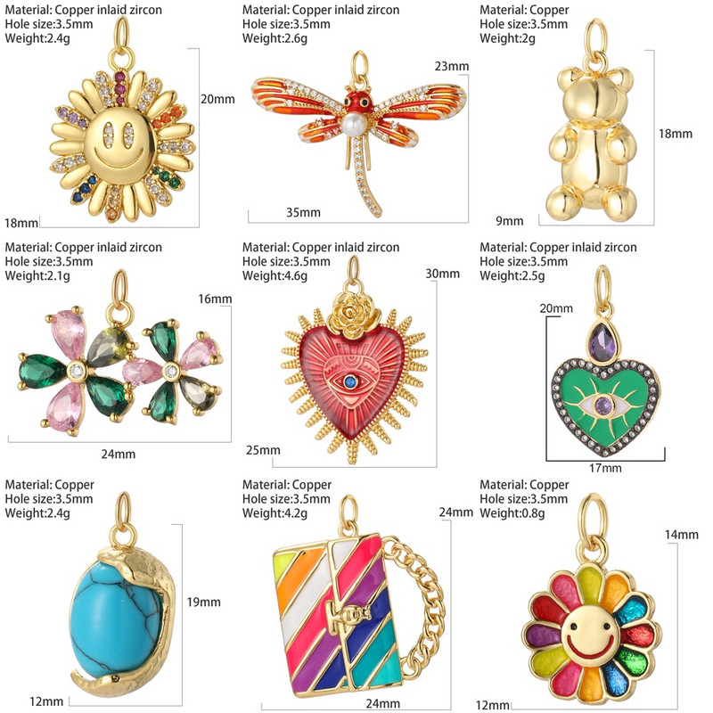 Evil Blue Eye Flower Heart Charms για κοσμήματα που φτιάχνουν χαριτωμένο πουλί πεταλούδα αρκουδάκι Χρυσό χρώμα Dijes Diy σκουλαρίκια κολιέ βραχιόλι