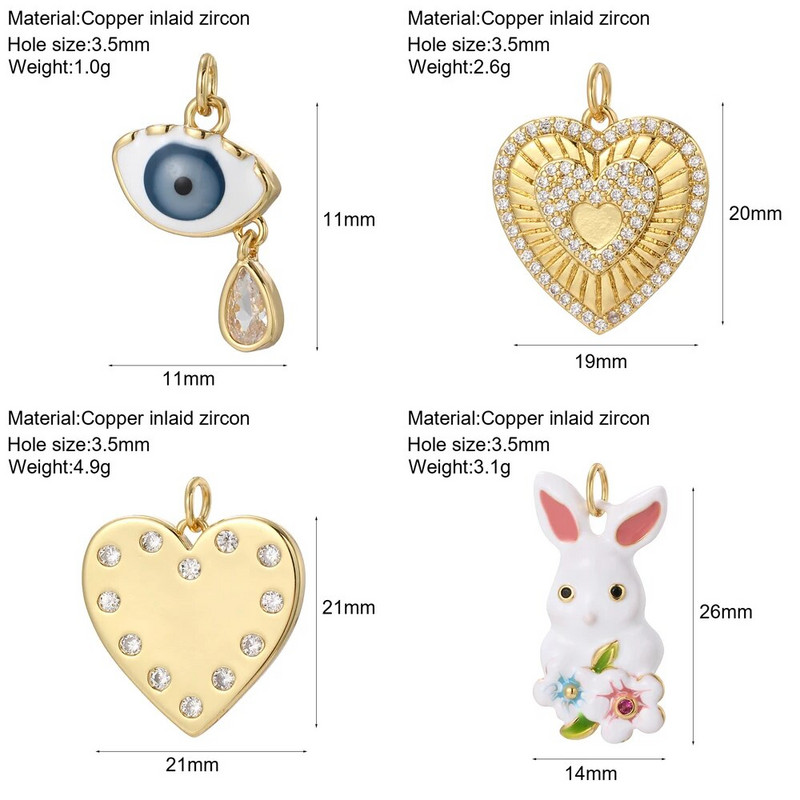 Evil Blue Eye Flower Heart Charms για κοσμήματα που φτιάχνουν χαριτωμένο πουλί πεταλούδα αρκουδάκι Χρυσό χρώμα Dijes Diy σκουλαρίκια κολιέ βραχιόλι