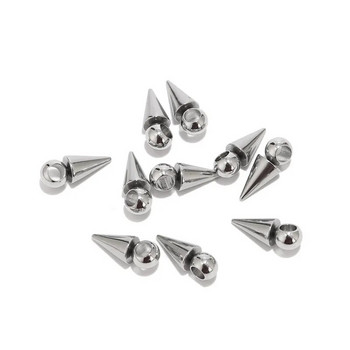 10 τμχ Γούρια από κώνο από ανοξείδωτο χάλυβα Μενταγιόν Retro Bullet Spike Beads Γούρια για Γυναικεία Ανδρικά σκουλαρίκια κρίκους προμήθειες κατασκευής