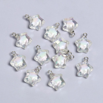 10vnt 21x17mm AB spalvos akriliniai pakabukai Žvaigždės formos pakabukas papuošalų gamyboje pasidaryk pats raktų pakabukas apyrankės kaklo papuošalai priedai