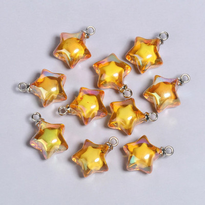 10vnt 21x17mm AB spalvos akriliniai pakabukai Žvaigždės formos pakabukas papuošalų gamyboje pasidaryk pats raktų pakabukas apyrankės kaklo papuošalai priedai