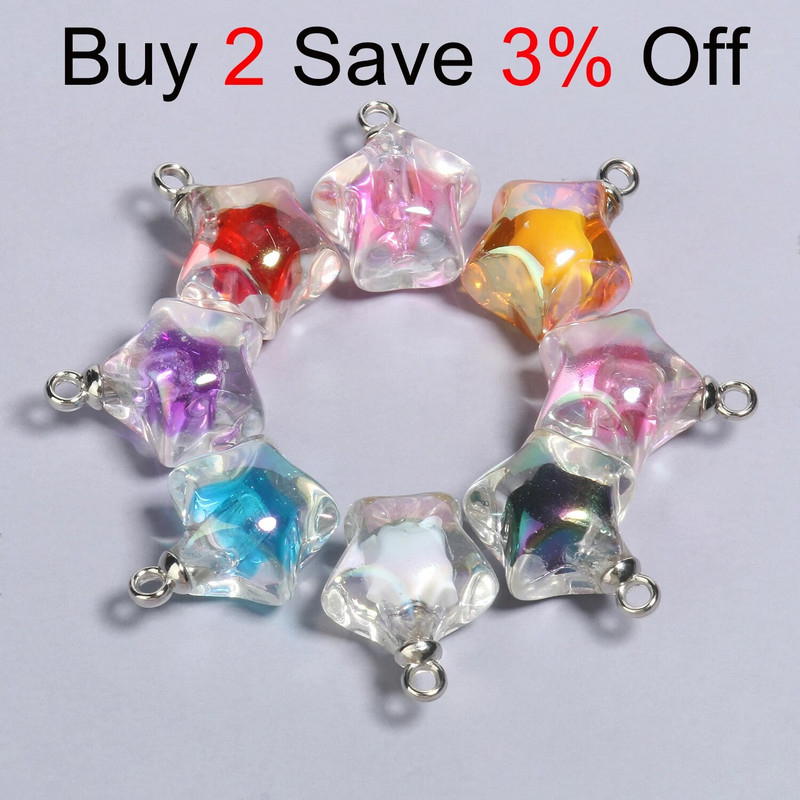 10vnt 21x17mm AB spalvos akriliniai pakabukai Žvaigždės formos pakabukas papuošalų gamyboje pasidaryk pats raktų pakabukas apyrankės kaklo papuošalai priedai