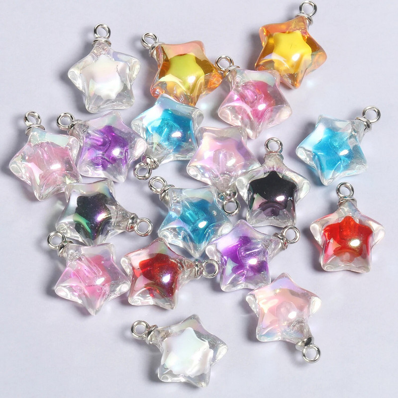 10vnt 21x17mm AB spalvos akriliniai pakabukai Žvaigždės formos pakabukas papuošalų gamyboje pasidaryk pats raktų pakabukas apyrankės kaklo papuošalai priedai